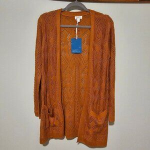 !!!NWT!!! Women's Pumpkin Colored Autumn Pointelle Duster Cardigan, Medium